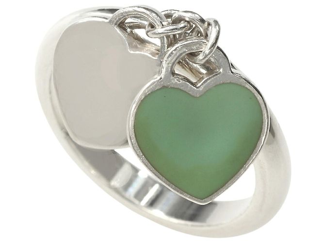 Tiffany & Co. Return to Double Heart Ring Silber Blau Hellblau