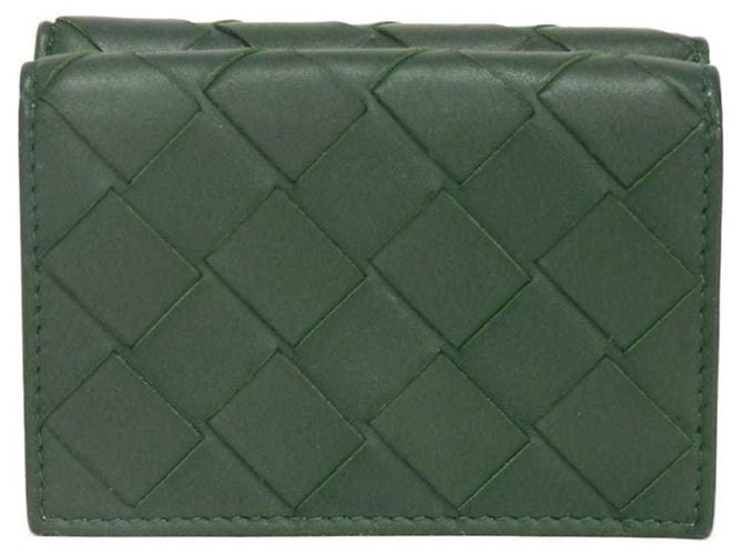 Carteira de três dobras Tiny New Sage Bicolor da Bottega Veneta Verde