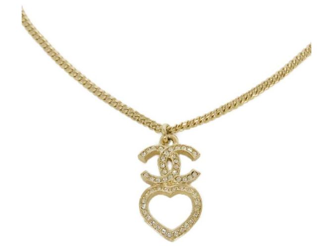 Collar Chanel con corazón de strass Dorado