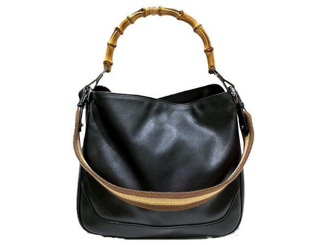 Bamboo Borsa a tracolla in pelle Gucci Nero