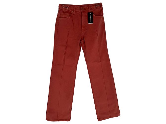 Jeans Ulla Johnson Agatha Horsebit-Accent em algodão Rose Marrom Rosa