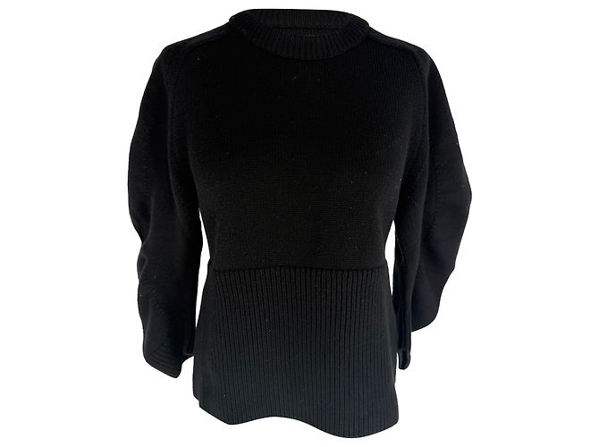 Chloé Strickpullover aus schwarzer Wolle mit Rippstrick 