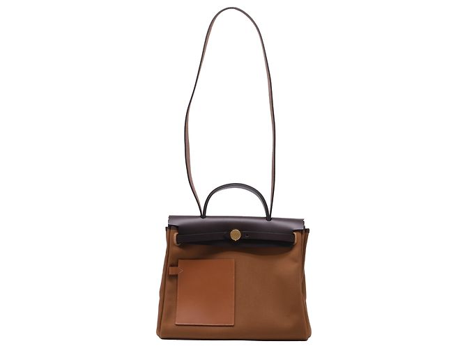 Bolsa Hermès Herbag Zip 31 Pocket em lona marrom