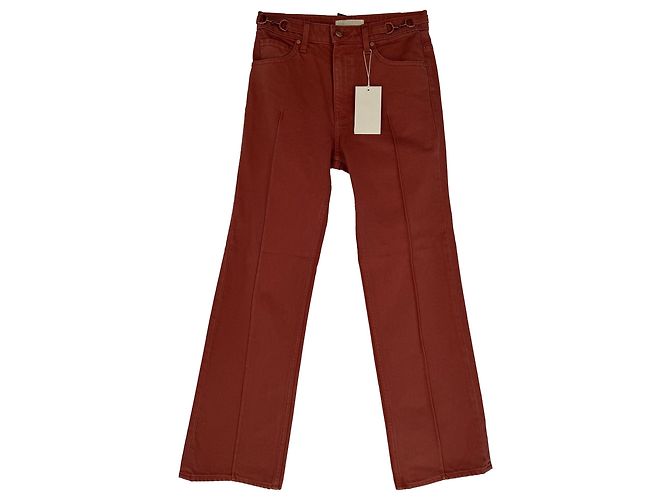 Jeans de pierna recta Agatha de Ulla Johnson en algodón rojo Roja Burdeos