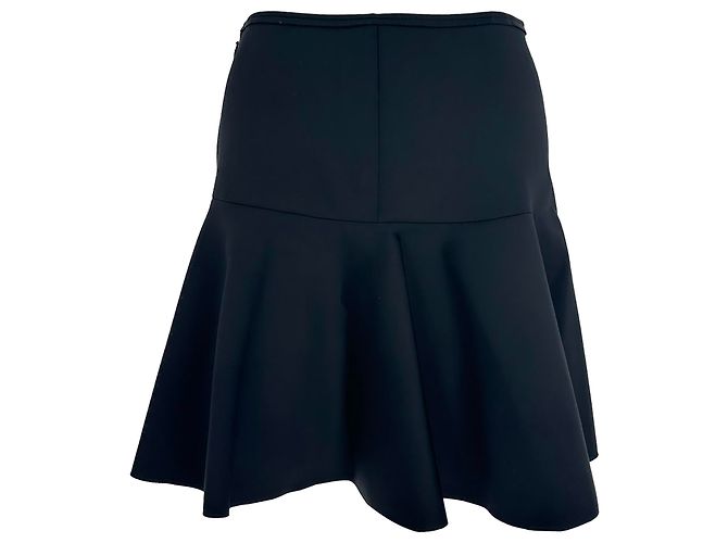 Lanvin Ruffled Hem Mini Skirt in Black Polyamide