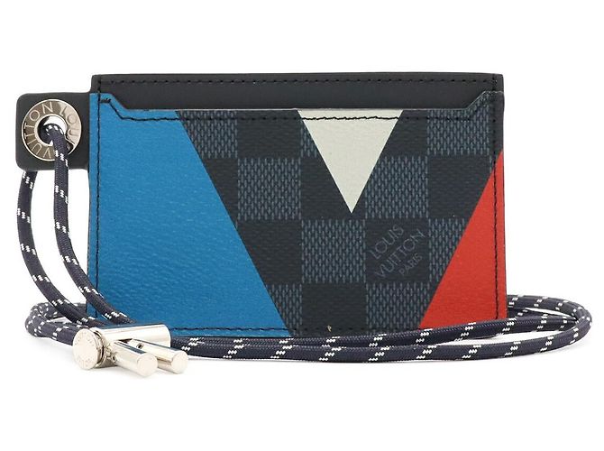 Louis Vuitton Damier Cobalt V Line Card Case Blue