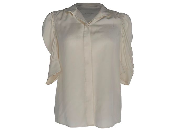 Frame Denim Blusa FRAME Gillian de mangas bufantes em seda marfim Branco Cru
