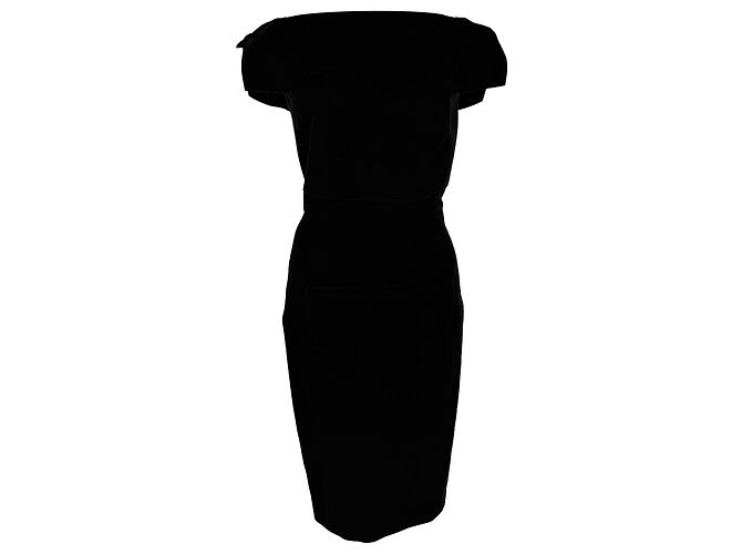 Roland Mouret Rouland Mouret Midi-Kleid mit Boot Ausschnitt aus schwarzer Wolle