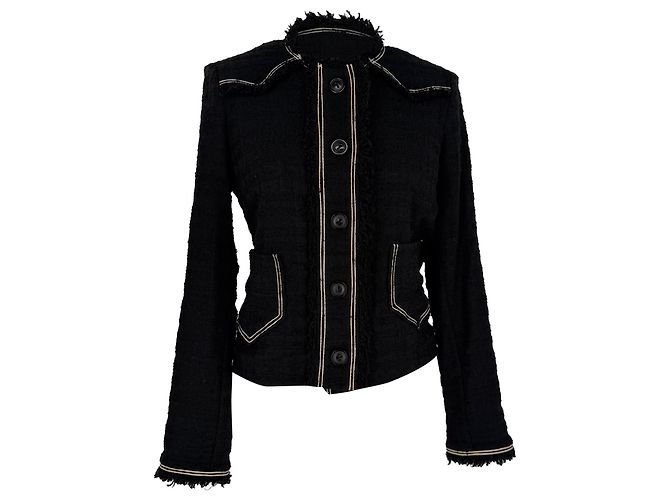 Isabel Marant Etoile Button-Down Tweed Blazer in Black Cotton