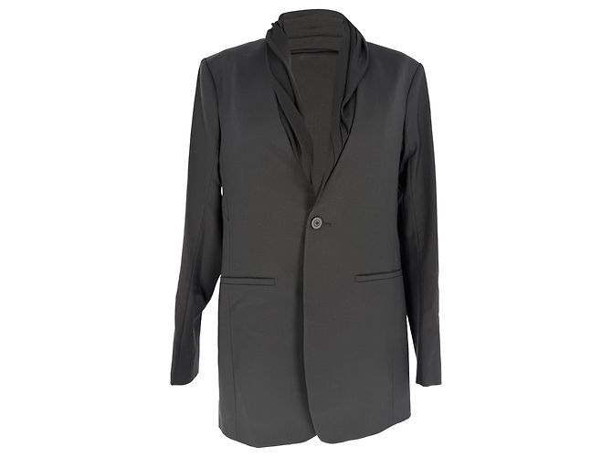 Blazer Rick Owens à revers châle et boutonnage simple en laine noire
