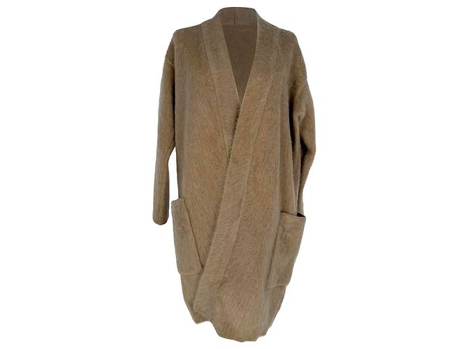 Casaco aberto Max Mara com bolsos em lã de mohair castanho Marrom Vermelho