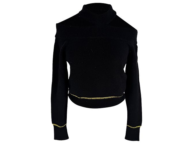 Alexander McQueen Strickpullover mit Cold-Shoulder-Ausschnitt aus schwarzer Wolle