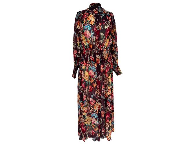 Completo abito maxi a maniche lunghe con stampa floreale in cotone multicolore Zimmermann