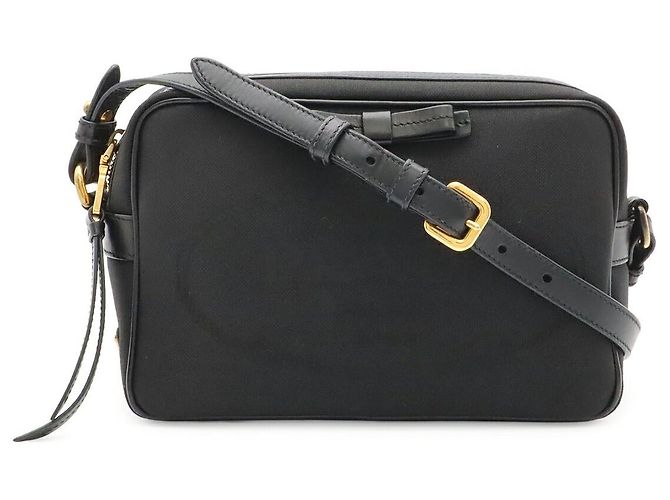 Borsa a tracolla in tela jacquard con logo Prada e pelle Nero