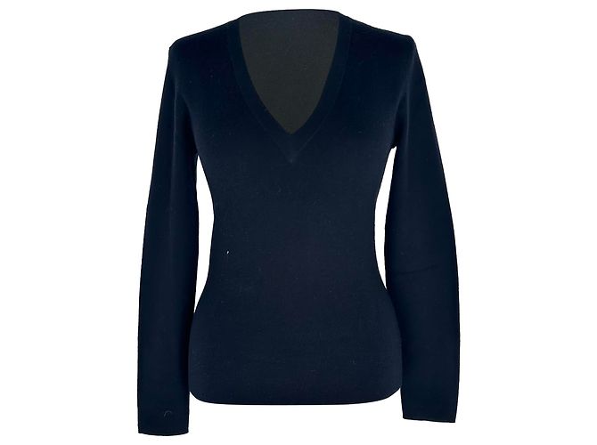 Michael Kors Sweatshirt mit V-Ausschnitt aus schwarzem Kaschmir
