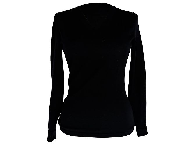 Alaïa V-Ausschnitt Pullover aus schwarzer Wolle 