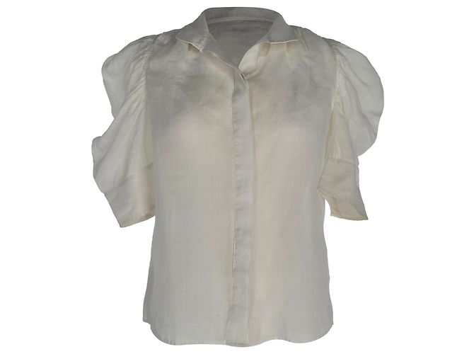 Frame Denim Camicetta con maniche a sbuffo FRAME in ramie avorio Bianco Crudo
