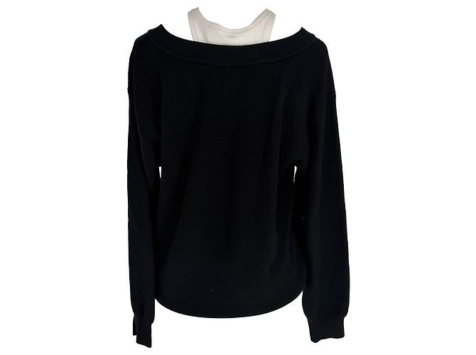 Alexander McQueen T V-Ausschnitt Pullover aus schwarzer Wolle