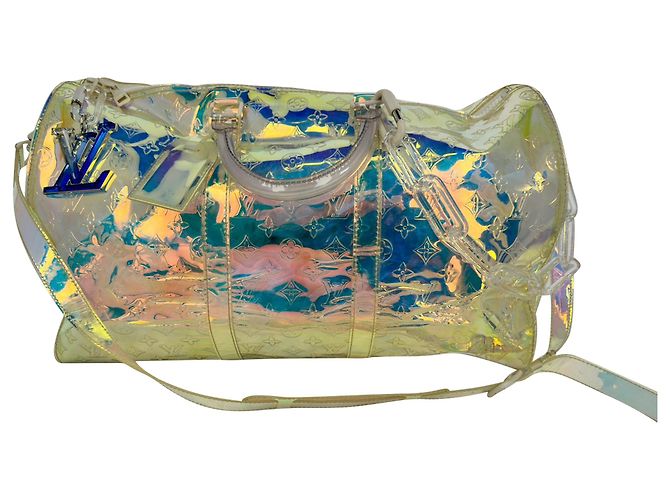 Bolsa Louis Vuitton Monogram Prism Keepall Bandouliere em PVC Multicor