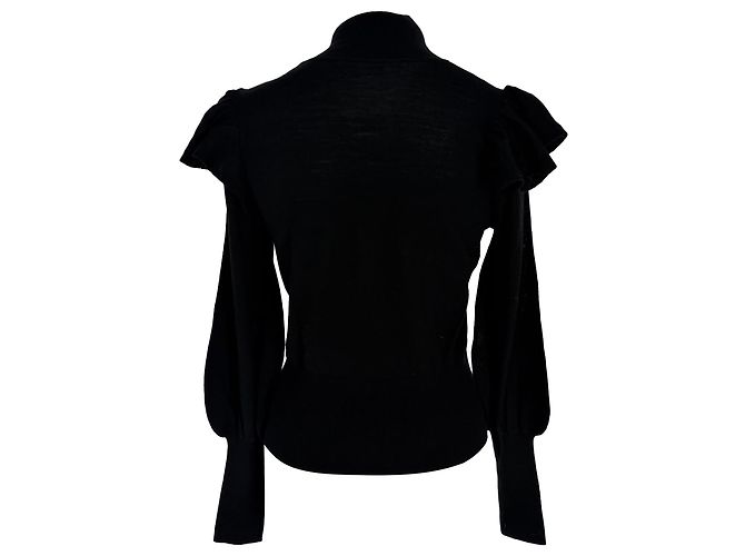 Zimmermann Strickpullover mit hohem Ausschnitt aus schwarzer Merinowolle