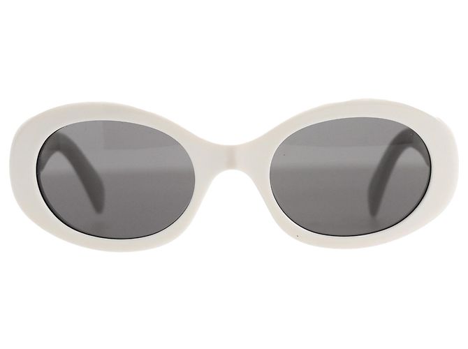 Céline  Celine Triomphe CL40194U Oval-Framed Sunglasses in White Acetate Cream