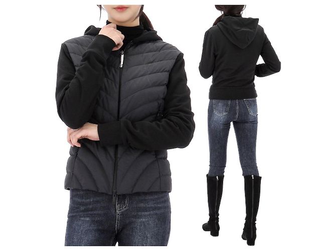 Moncler Down Mix Zip-Up Jacket Black