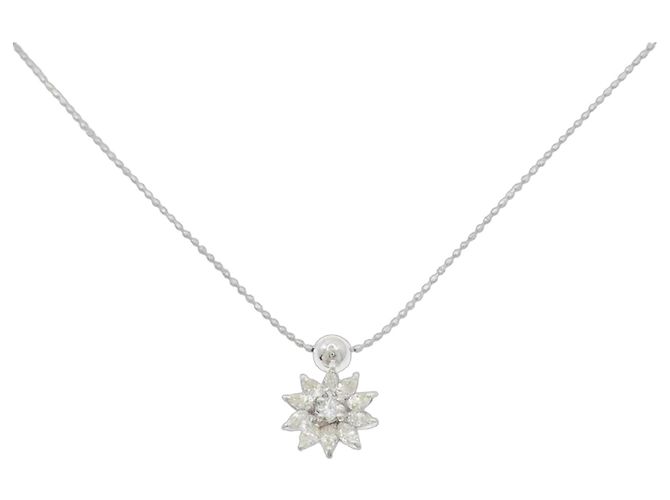 Autre Marque Collar de Diamante Pt900 K18WG Plata
