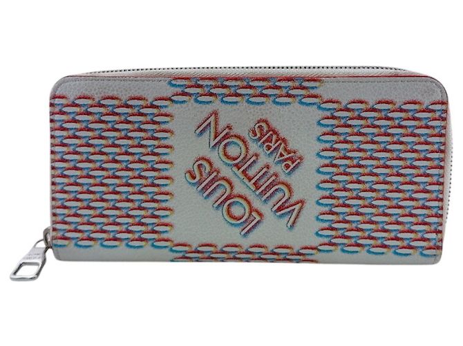 Louis Vuitton Zippy Wallet in Damier Canvas White Red Damier ebene
