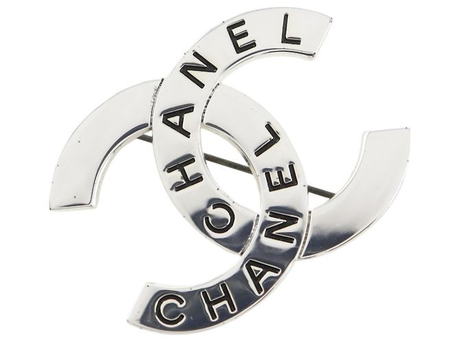 Chanel Coco Mark Logo Brosche Silber