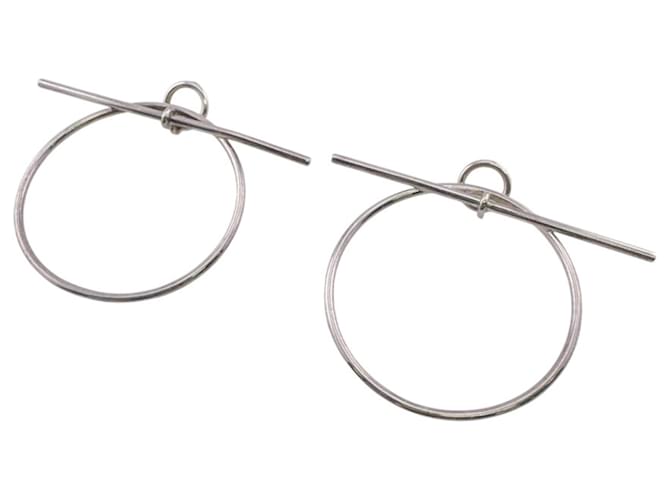 Hermès HERMES Loop MM Silver Stud Ohrringe Silber 