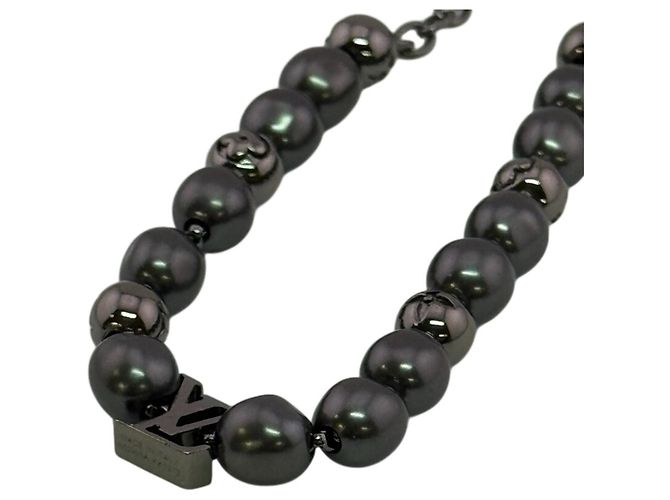 Pulseira de bracelete Louis Vuitton Monogram Pearl Metálico Monograma