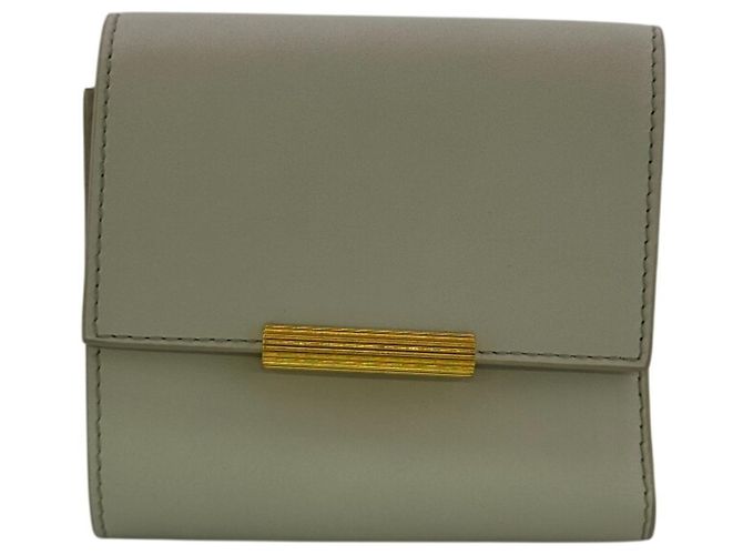 Cartera tríptico de cuero blanco Bottega Veneta