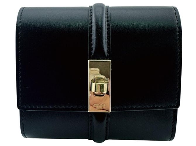 Céline Celine Small 16 Tri-fold Wallet Black