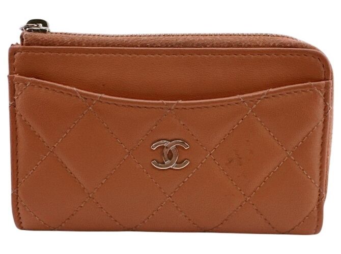 CHANEL Fragment Case Matelassé Wallet Orange