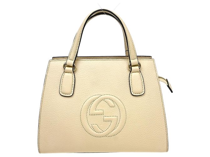 Borsa Gucci Soho Convertible Top Handle in pelle Medium Beige