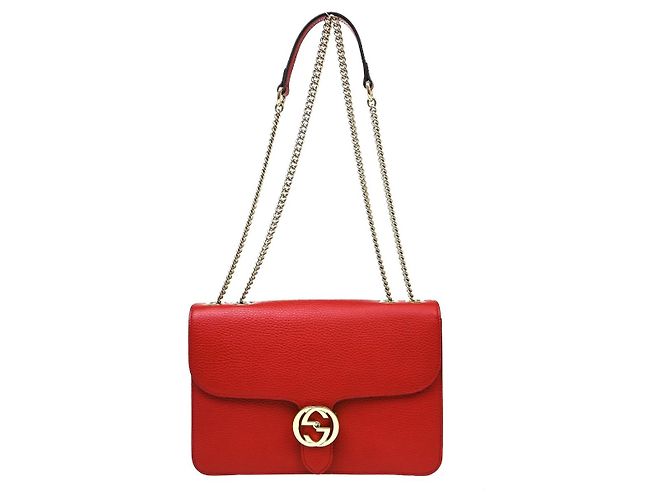 Gucci Interlocking Leather Medium Rosso