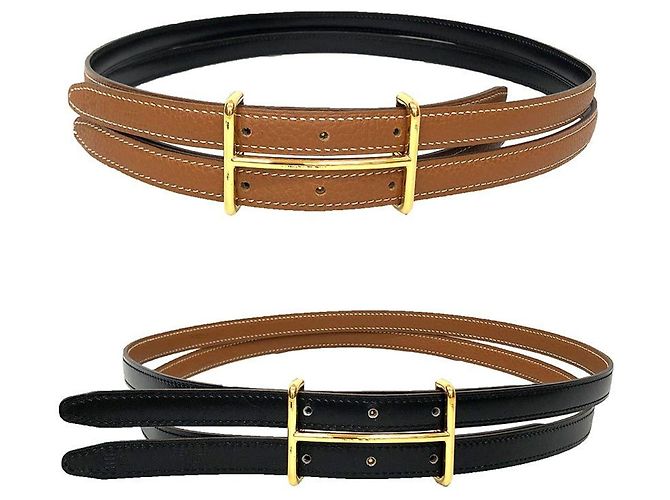 Hermès H-Belt Reversible Black and Camel