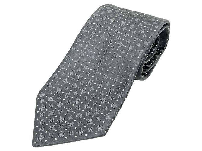 Louis Vuitton Gray Silk Cravat Brown