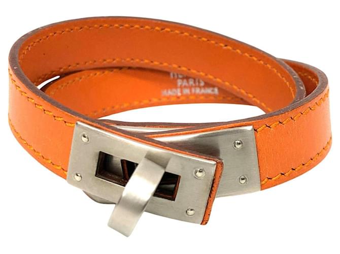 Kelly Bracciale charm in pelle Hermès arancione 