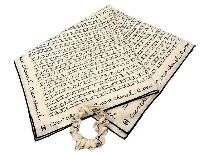 Set di foulard in seta avorio Chanel Crudo