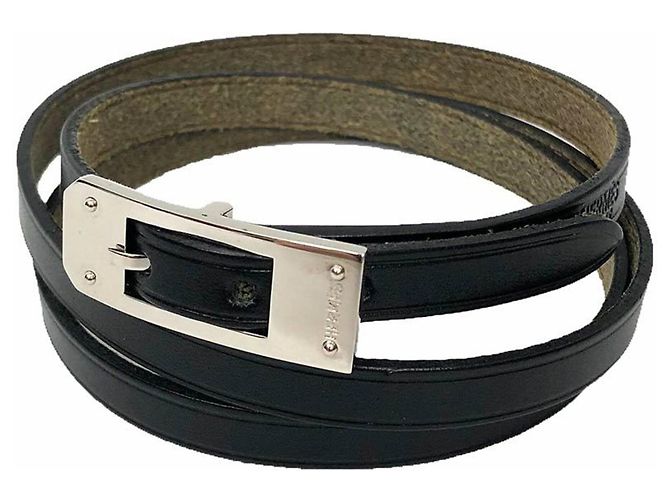 Kelly Hermès Leder-Choker-Armband Schwarz 