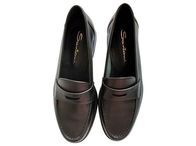 Santoni Mocassini in pelle nera Nero