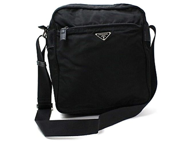 Prada Nylon Shoulder Bag Black White