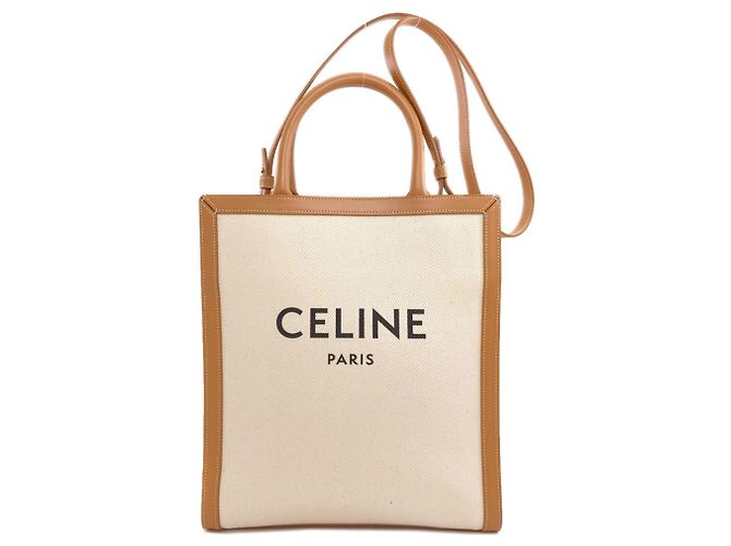 Céline Celine Vertikaler Cabas 2-Way Handtasche Weiß Beige