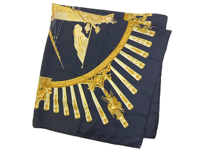Silk In Hermès Sciarpa Carré 90 Hermes Sea and Cavalry Nero