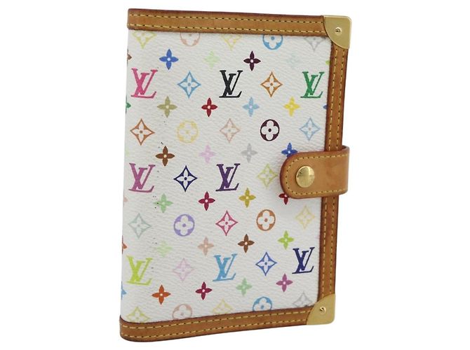 LOUIS VUITTON Monogram Multicolor Agenda PM Planner Cover R21074 Auth 194630 White