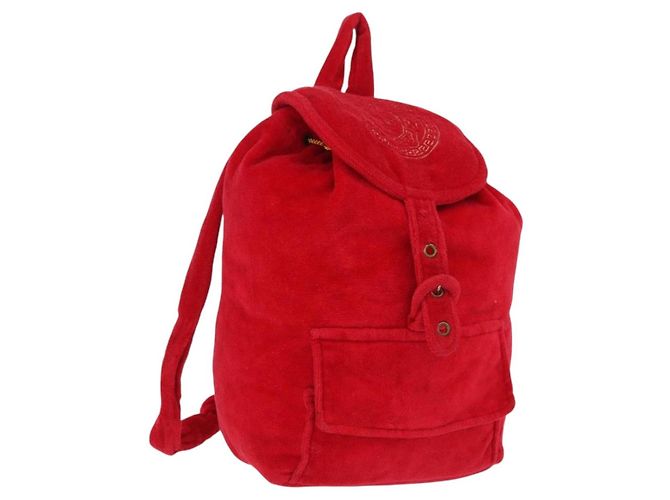 Mochila Gianni Versace Pile Red Silver Auth hk3931 Plata Roja