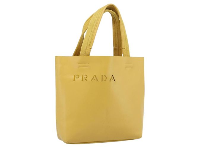 Bolso PRADA de cuero amarillo Auth BA14118