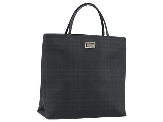 Borsa a mano BURBERRY Nova Check in PVC e pelle blu navy argento ep15470