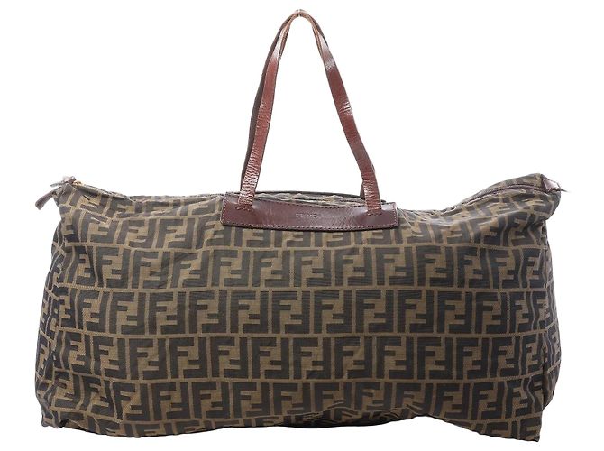 Bolsa de viagem FENDI em lona Zucca e couro marrom